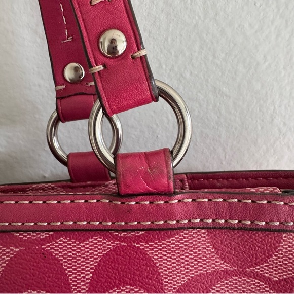 Coach Y2K Chelsea Heritage Stripe Tote Pink/White Genuine - Picture 10 of 15